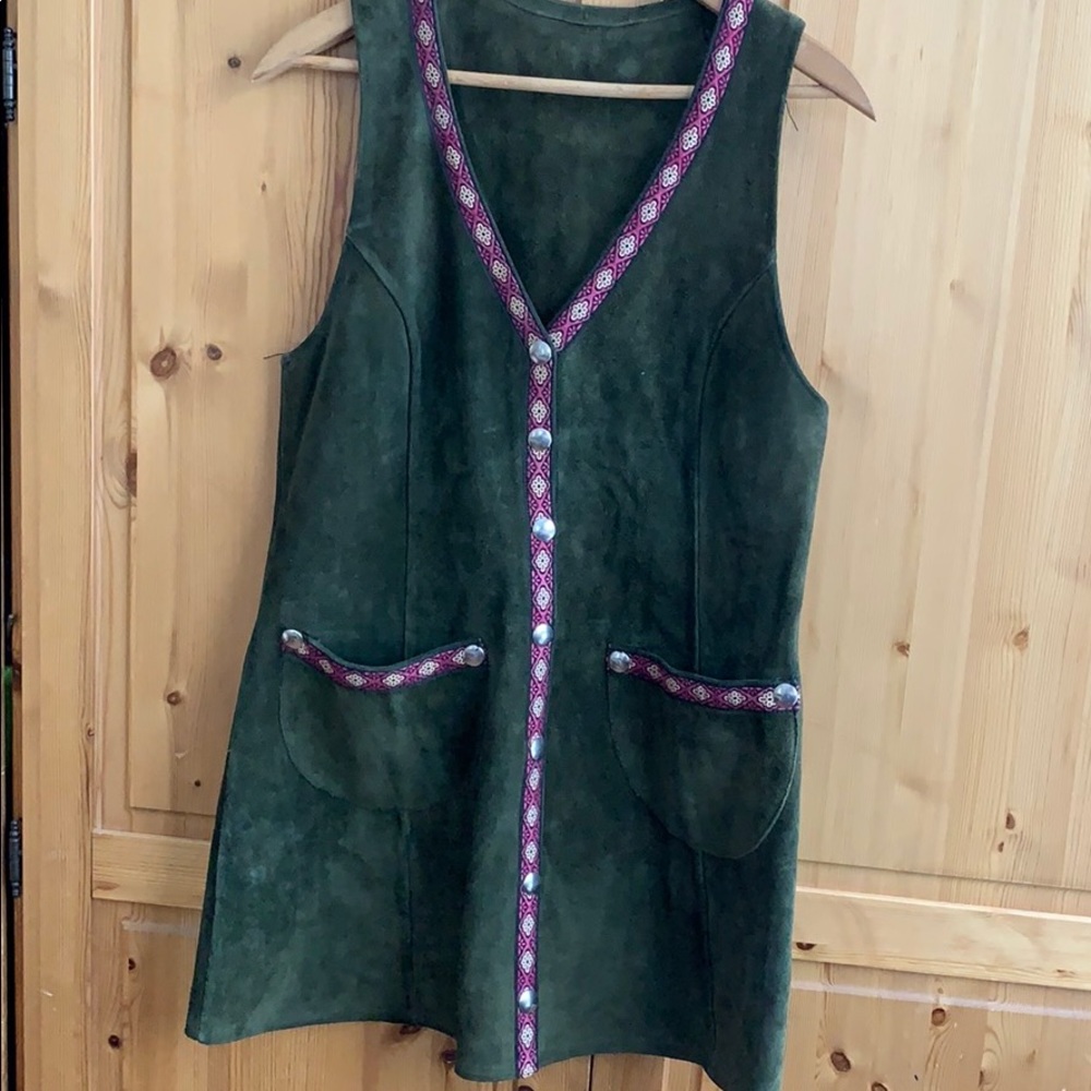 Vintage 60s WOODSTOCK hippie vest tunic dress